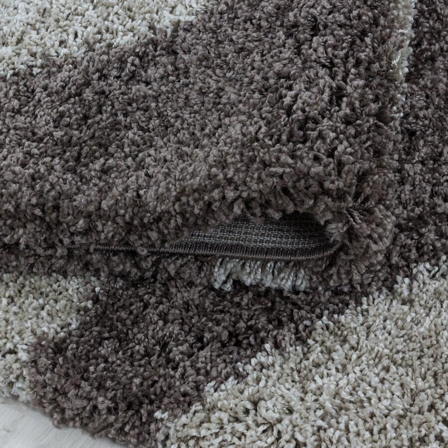 Pochon Tapijt Tango Taupe 200x200x3 Vloerkleed Geometrisch Hoogpolige Vloerkleed Ronde Vloerkleed Ronde Tapijt