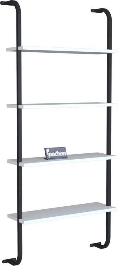 Pochon Wandkast Poseidon Wit 20x64x150 Ladderkast Boekenkast Boekenrek Laagpolige Vloerkleed Kortpolige Vloerkleed