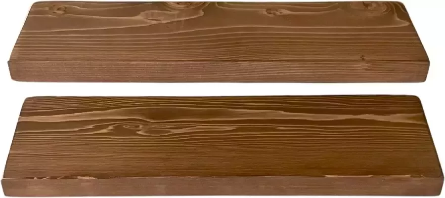 Pochon Wood 2x Zwevende Wandplank Hout 100% Natuurlijke Dennenhout 50x14x3 5 cm Wandrek Wandplank