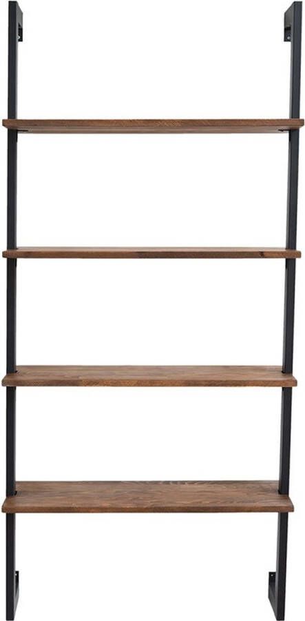 Pochon Wood Houten Wandkast Hangend Walnoot 4 Planken 100% Natuurlijke Dennenhout 69x21x150 cm