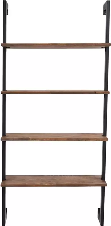 Pochon Wood Houten Wandkast Hangend Walnoot 4 Planken 100% Natuurlijke Dennenhout 69x21x150 cm