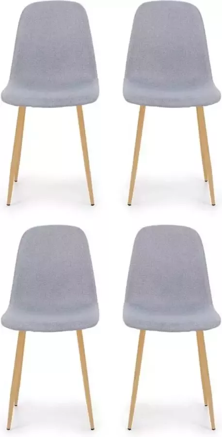 Podec Velvet Eetkamerstoel set van 4 Grijs Industrieel Metaalpoot met houtlook Keukenstoelen Eetkamerstoelen Eetkamerset Kuipstoelen