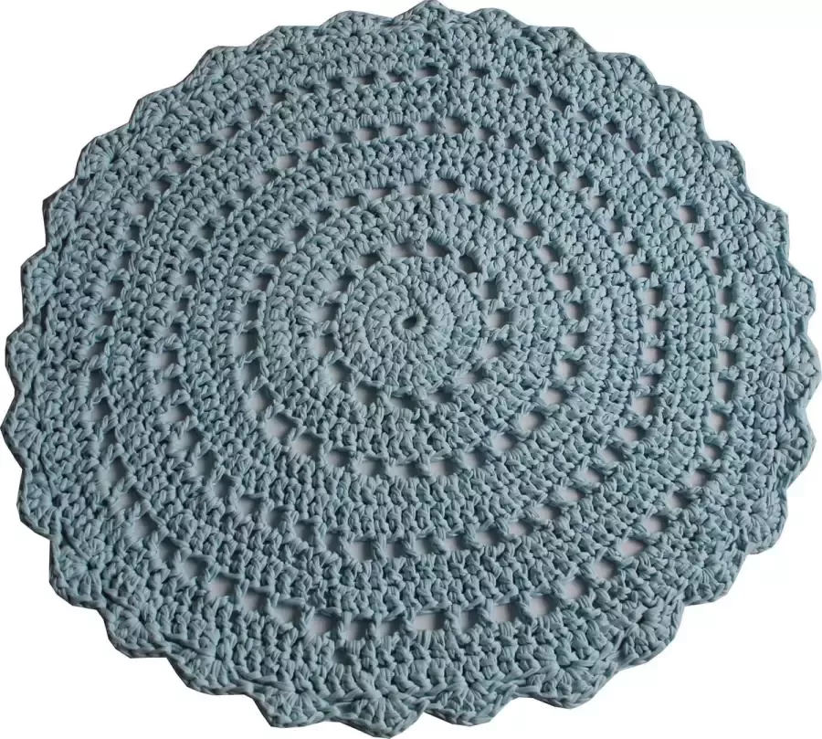 Poefenzo Gehaakt Vloerkleed Baby Blauw 80 centimeter Katoen