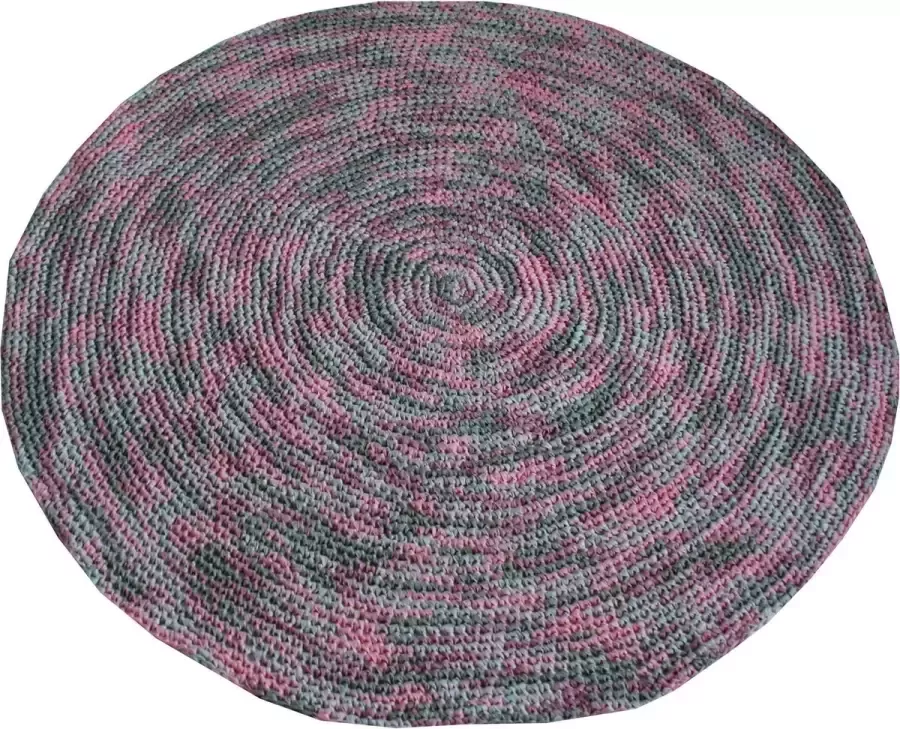 Poefenzo Gehaakt Vloerkleed Gemeleerd roze beige Polyester 150 centimeter