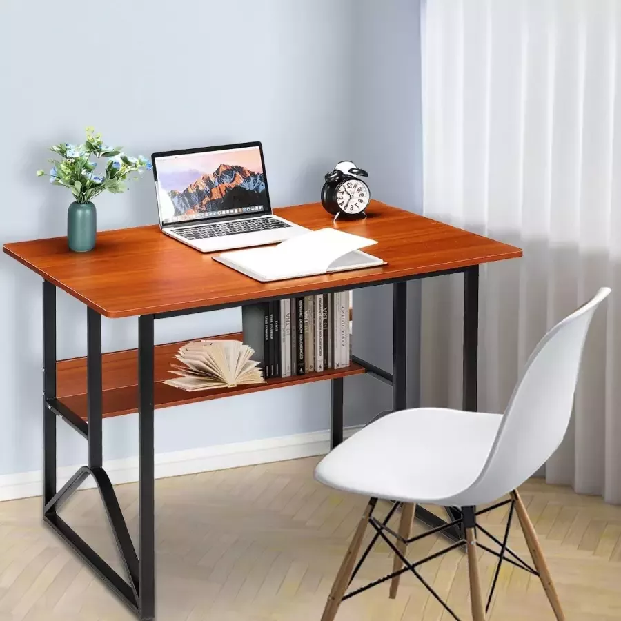 Polaza Bureau Studiebureau Bureautafel Werkbureau Gaming bureau accessoires organizer Eiken Bruin