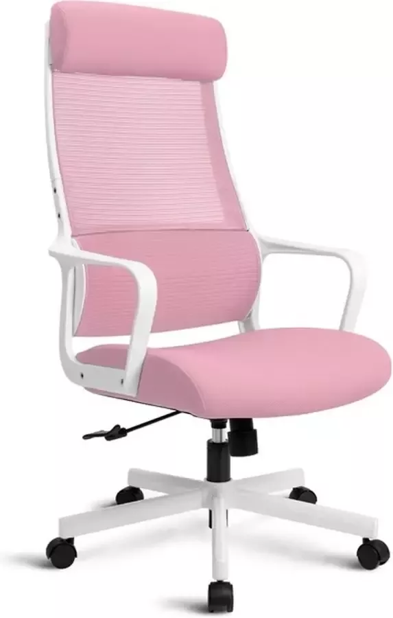 Polaza Bureaustoel Luxe bureaustoel Bureaustoelen Draaibaar Verstelbaar Mesh rugleuning Roze