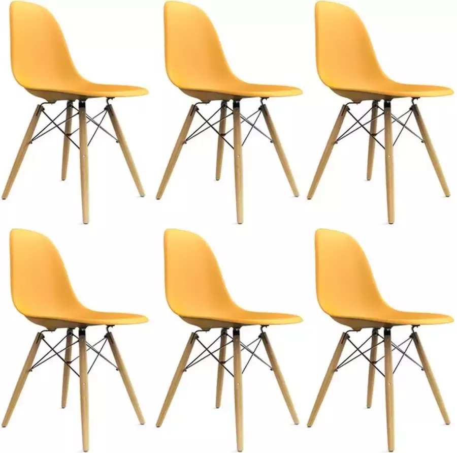 Polaza Eetkamerstoelen 6 Stuks Nordic Design – Set van 6 Eetkamerstoel – Eetkamerstoelen – Eetkamerstoel Geel