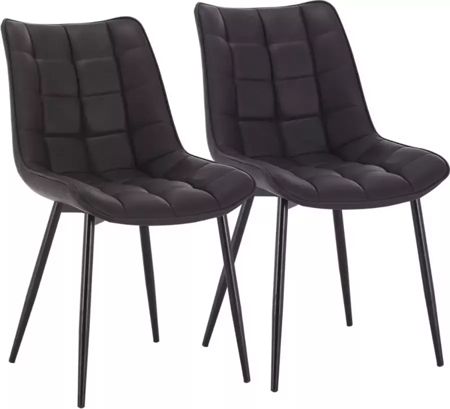 Polaza Home Eetkamerstoelen set van 2 – Eetkamerstoel – Eetkamerstoelen – Eetkamerstoel Leer Antraciet