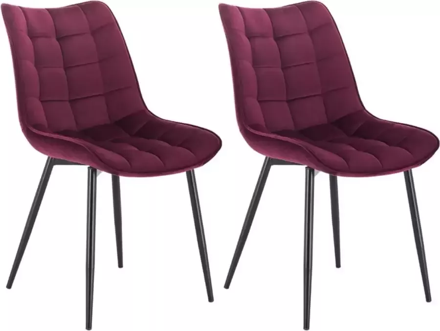 Polaza Home Eetkamerstoelen set van 2 – Eetkamerstoel – Eetkamerstoelen – Eetkamerstoel Velvet Bordeaux Rood