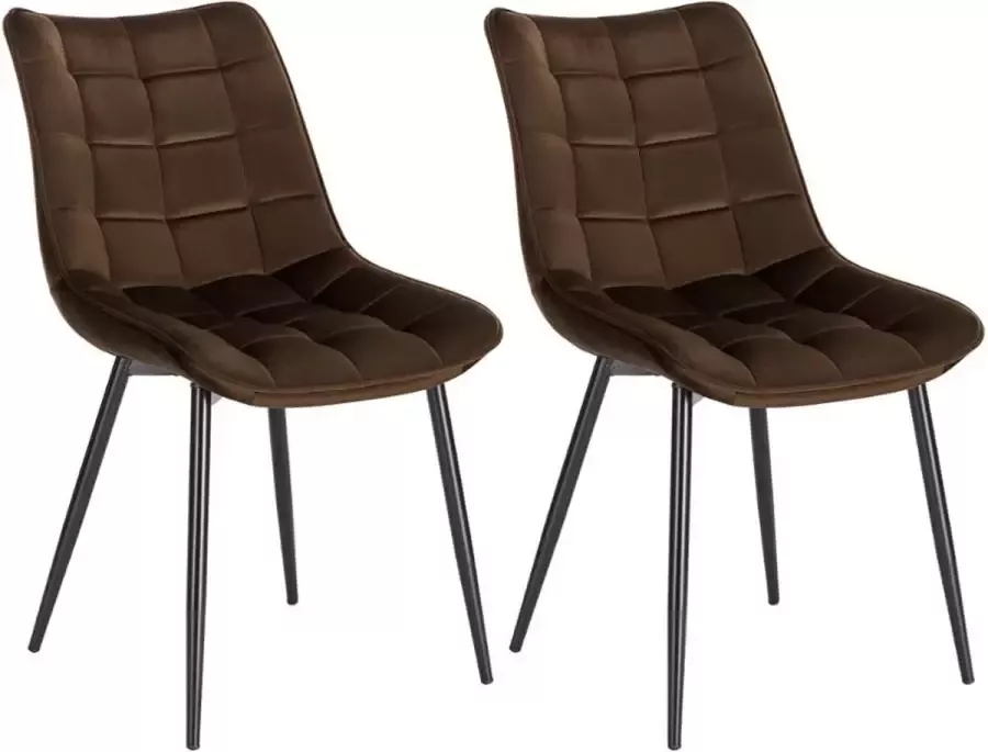 Polaza Home Eetkamerstoelen set van 2 – Eetkamerstoel – Eetkamerstoelen – Eetkamerstoel Velvet Bruin