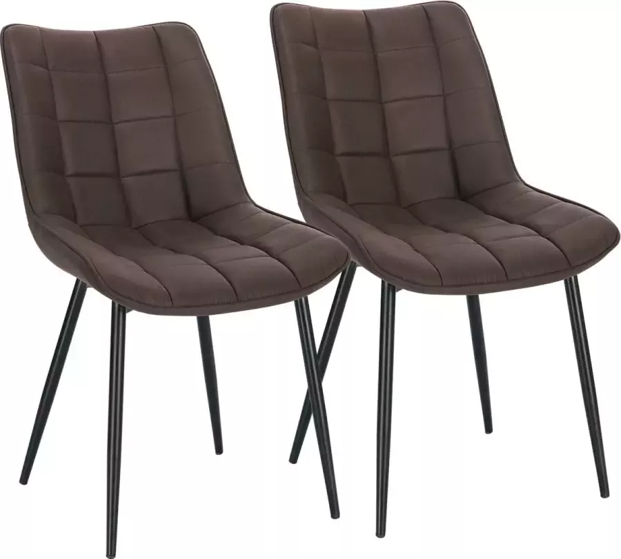 Polaza Home Eetkamerstoelen set van 2 – Eetkamerstoel – Eetkamerstoelen – Eetkamerstoel Velvet Donker Bruin