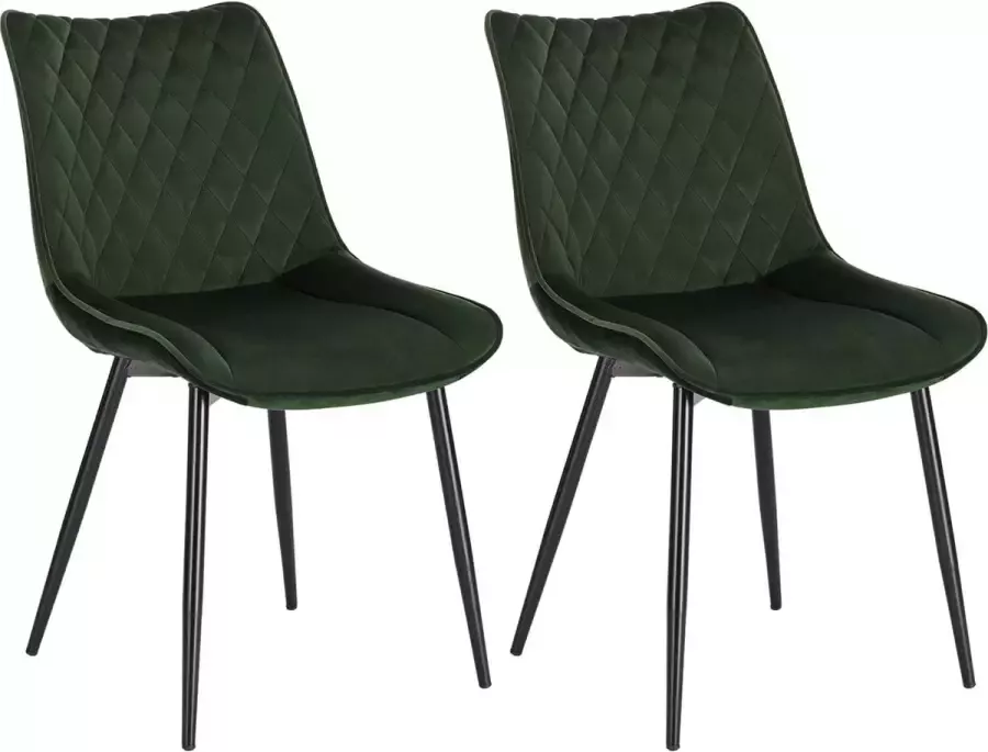 Polaza Home Eetkamerstoelen set van 2 – Eetkamerstoel – Eetkamerstoelen – Eetkamerstoel Velvet Donker groen