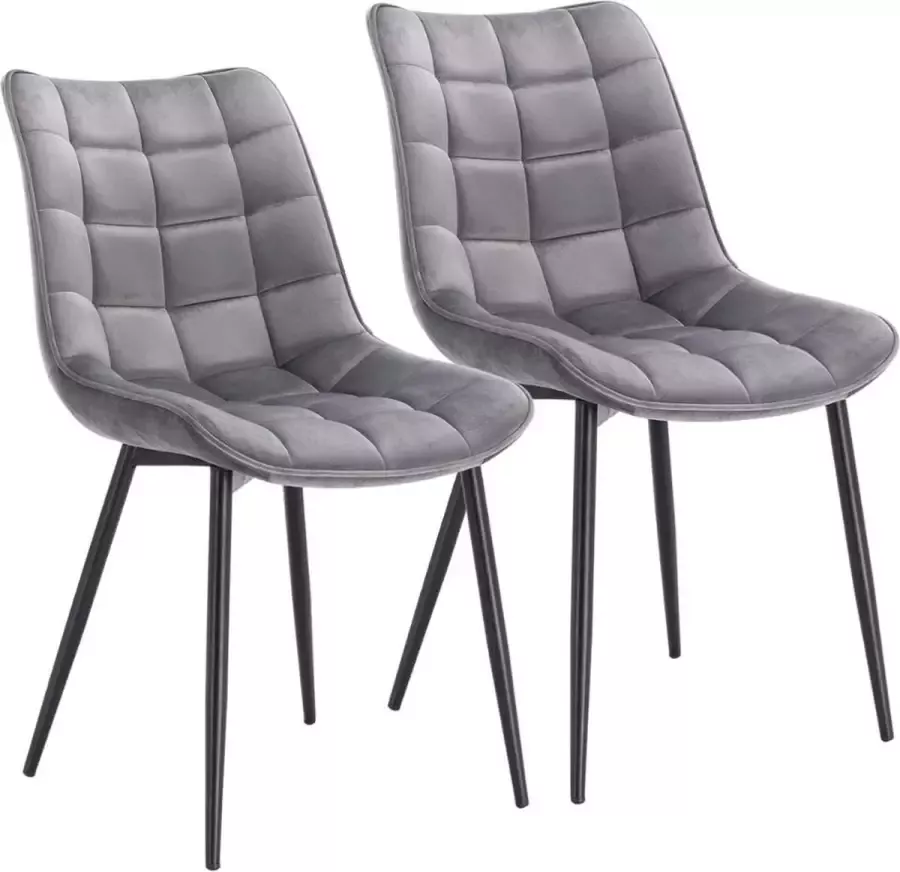 Polaza Home Eetkamerstoelen set van 2 – Eetkamerstoel – Eetkamerstoelen – Eetkamerstoel Velvet Licht Grijs