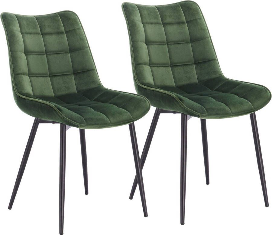 Polaza Home Eetkamerstoelen set van 2 – Eetkamerstoel – Eetkamerstoelen – Eetkamerstoel Velvet Donker Groen