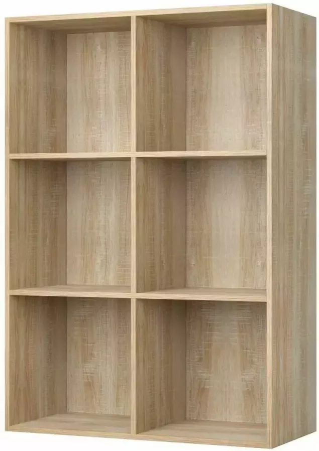 Polaza Houten Boekenkast Opbergkast Vakkenkast Kast Kasten Opbergkasten Kastje 65.5x29.5x97 cm Licht Eikenhout