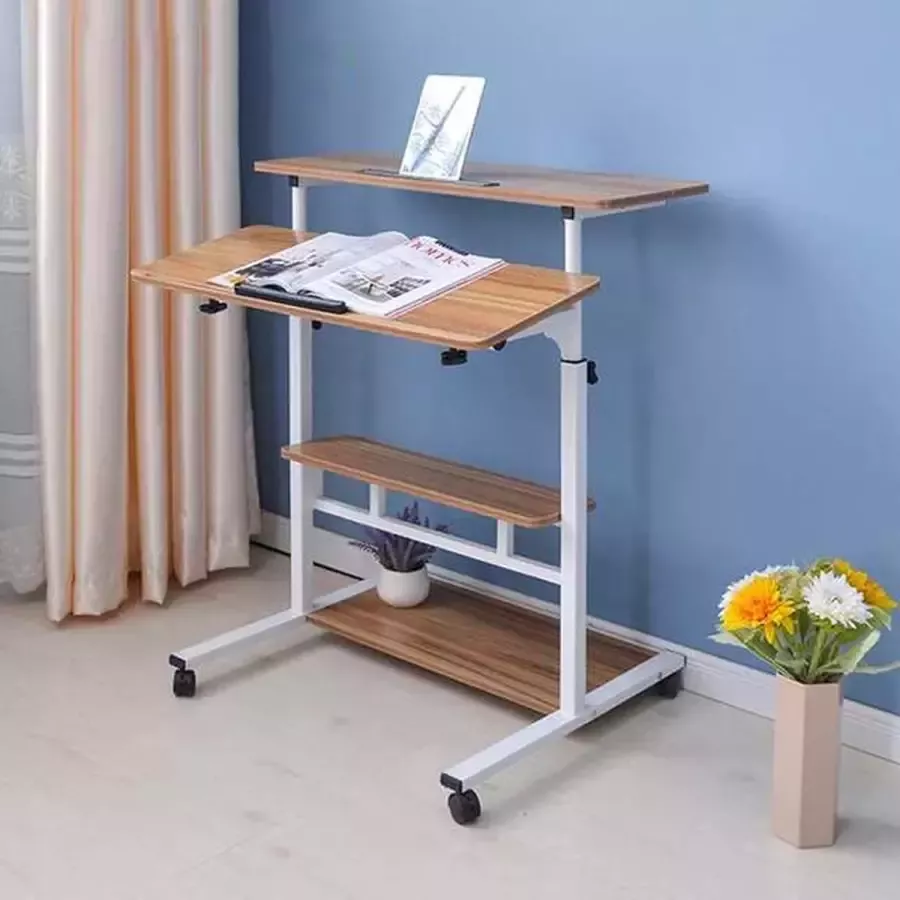 Polaza Laptoptafel Op Wielen Laptoptafel Verstelbaar Bijzettafel Op Wielen Laptop Tafel