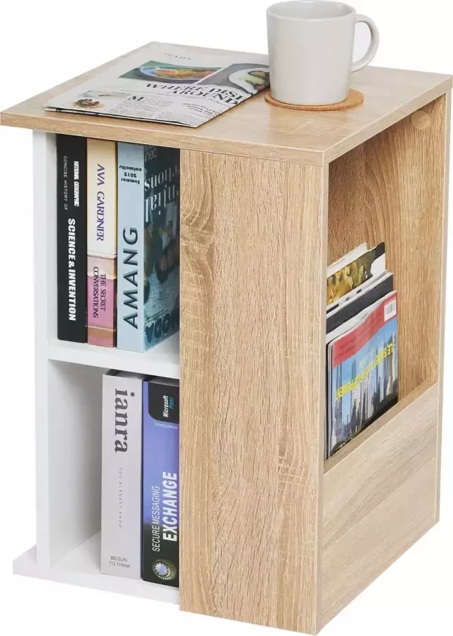 Polaza Moderne Houten Bijzettafel Vierkant Tafeltje Bijzettafels Side Table Tafel Met Extra Compartimenten Hout Eikenhout