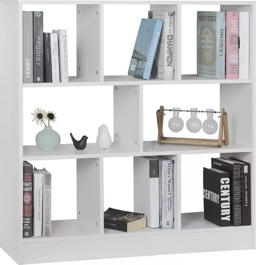 Polaza Opbergkast Boekenkast Opbergmeubel 3 Laagse Kast Bureaukast 100x100x30 cm Wandkast Wit