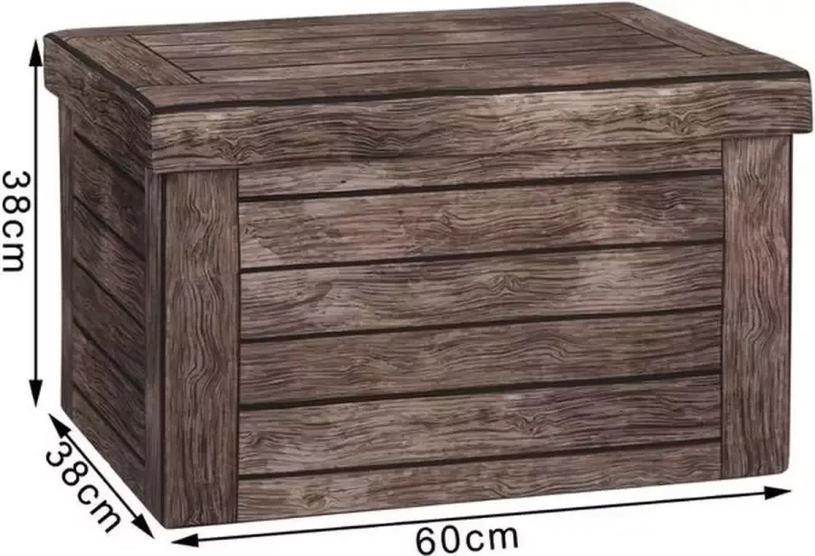 Polaza Poef met Opbergruimte Rechthoek Voetenbank Opbergpoef Poefs voor Binnen MDF & Stof 60x38x38 cm Hout