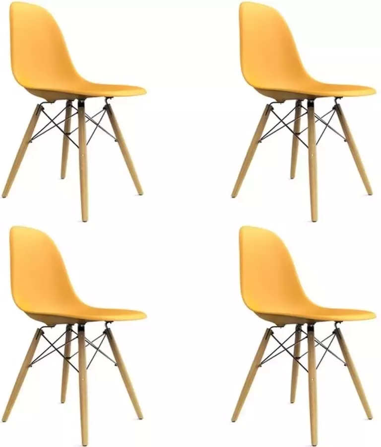 Polaza Eetkamerstoelen 4 Stuks Set van 4 Hout Nordic Design – Eetkamerstoel – Eetkamerstoelen – Eetkamerstoel Geel
