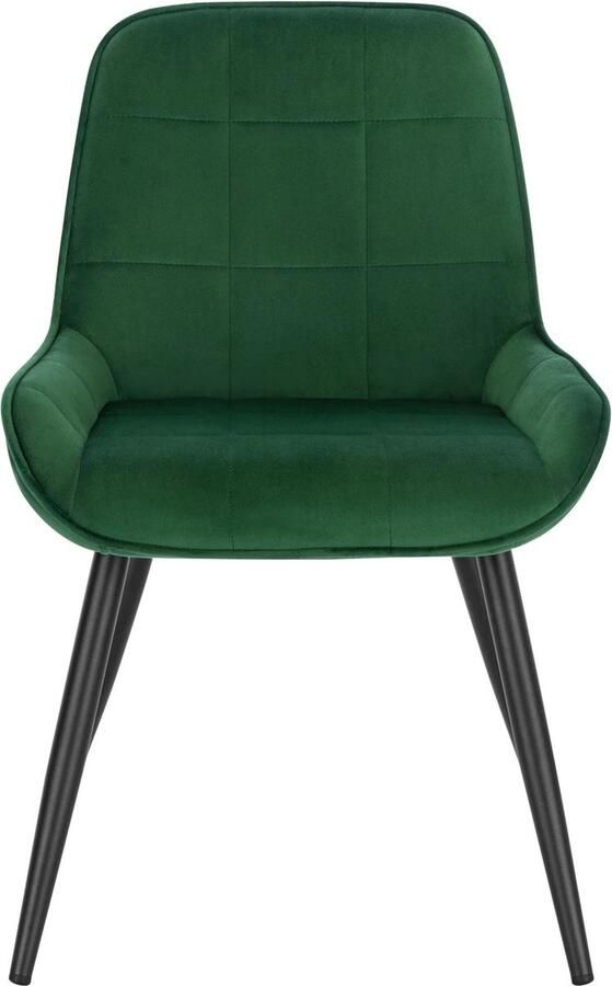 Polaza Mason Eetkamerstoel Ergonomisch Set van 4 Groen Velvet Fluweel Industrieel