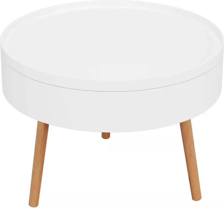 Polaza Ronde Salontafel Met Opslagruimte Bijzettafel Nordic Tafel Koffietafel Tafels Rond 60cm Diameter Wit