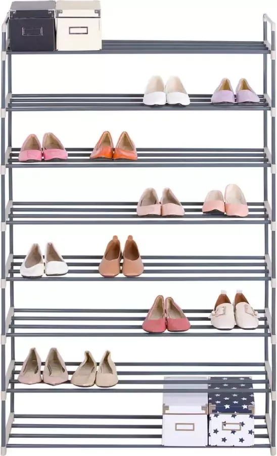 Polaza Schoenenrek 8 Lagen Voor 40 Paar Schoenen Schoen Organizer Kledingrek Organizers 92x30x154cm Grijs