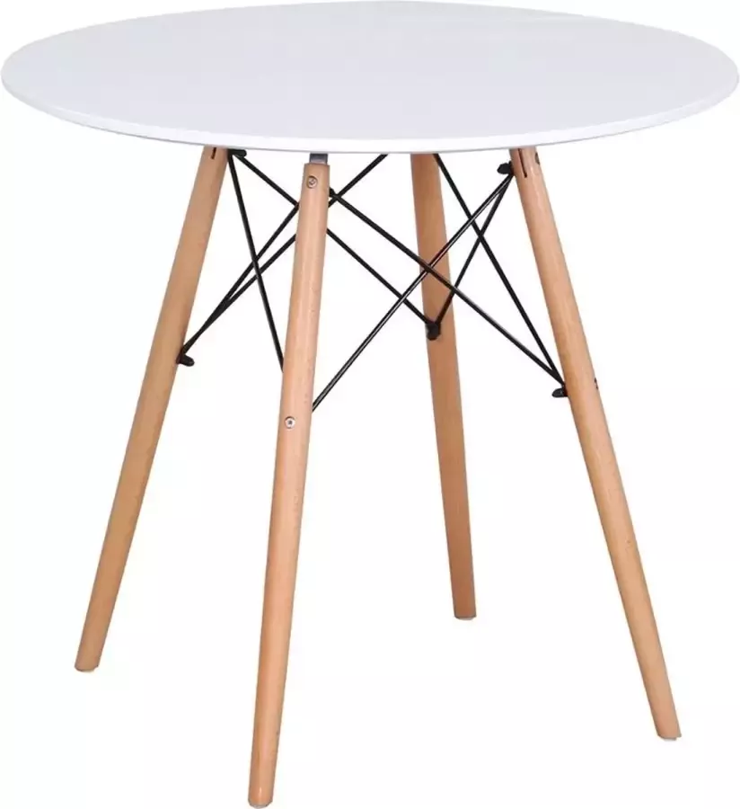 Polaza ️ Scandinavische Eettafel Rond Ronde Tafel Voor Eetkamer Met Houten Poten Tafels Eettafels 80x80x75cm Wit