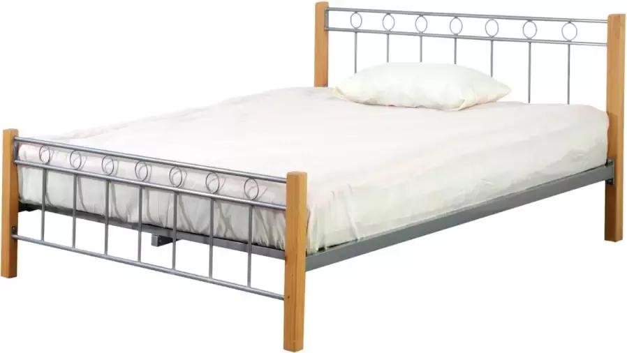 Poldimar EMOB Bed Evelien 140x200 Metalen tweepersoonsbedden Bruin; Zilver MDF; Metaal Metalen tweepersoonsbedden Tweepersoons Normaal bed Op voorraad - Foto 2