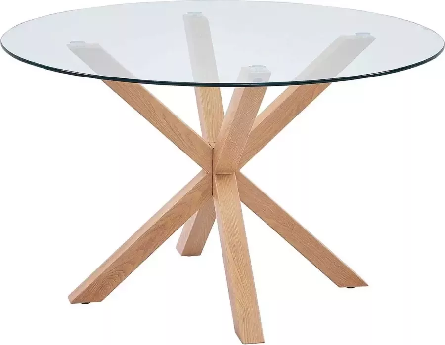 Poldimar EMOB Eettafel Hasel ø120cm bruin glas Ronde eettafels 120cm Bruin; Transparant MDF; Glas Ronde eettafels 120cm Op voorraad - Foto 2