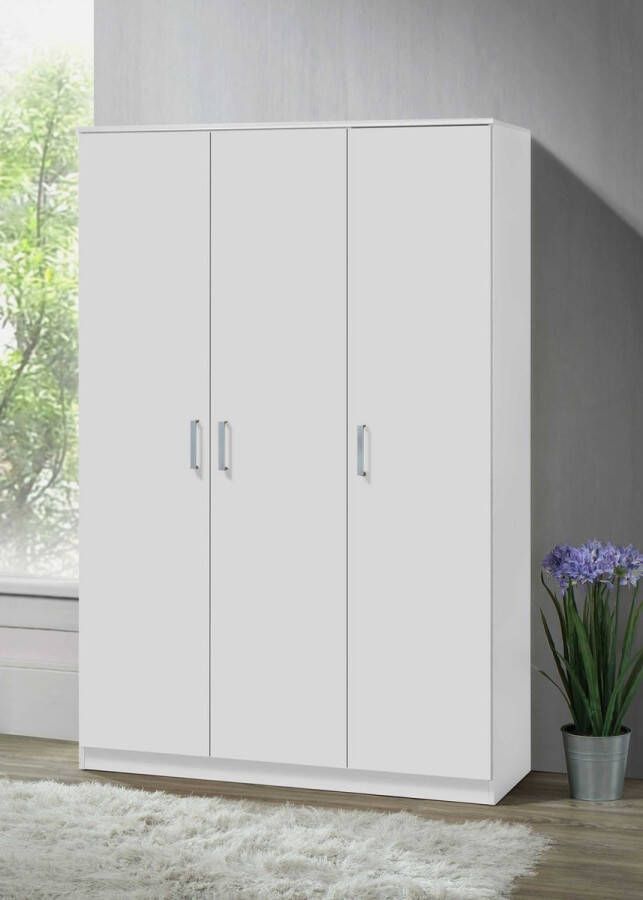 Poldimar Kledingkast Darcis 120 cm met 3 deuren & 52 cm diep wit