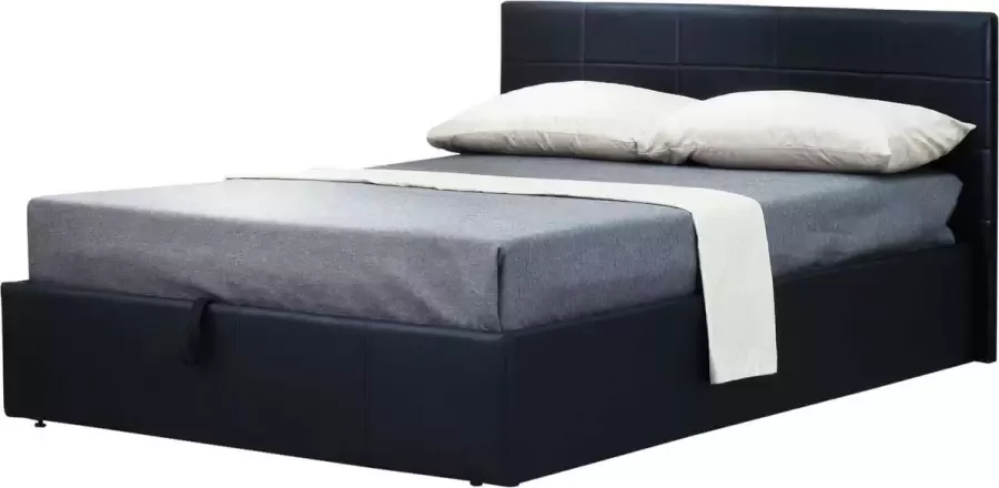 Poldimar EMOB Kofferbed Chance met opbergruimte 160x200 zwart kunstleer Gestoffeerde tweepersoonsbedden Zwart Kunstleer Gestoffeerde tweepersoonsbedden Tweepersoons Normaal bed Op voorraad - Foto 3