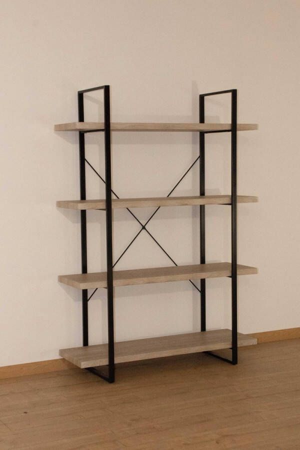 poldimar Rek Shelves 4 legplanken zwart ijzeren frame