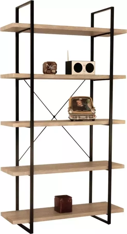 Poldimar Rek Shelves 5 legplanken zwart ijzeren frame