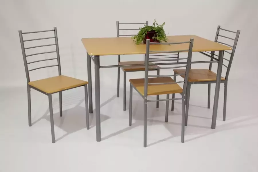 Poldimar Tafelset Chiara met 4 stoelen natuur