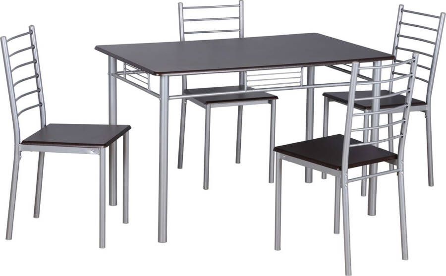 poldimar Tafelset met 4 stoelen Chiara wengé