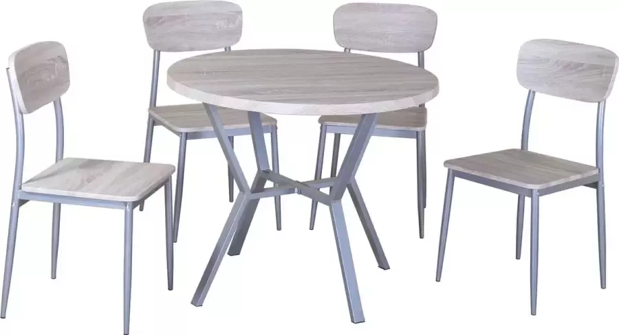 poldimar Tafelset Rouen 4 stoelen sonoma eik decor