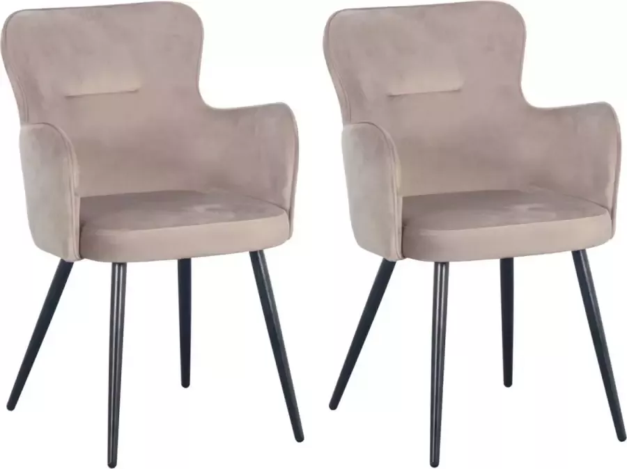 Pole to Pole Wing Eetkamerstoel Velvet Beige Set van 2