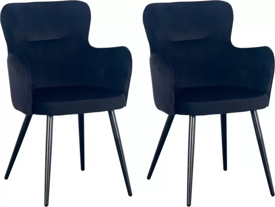 Pole to Pole Wing Eetkamerstoel Velvet Zwart Set van 2