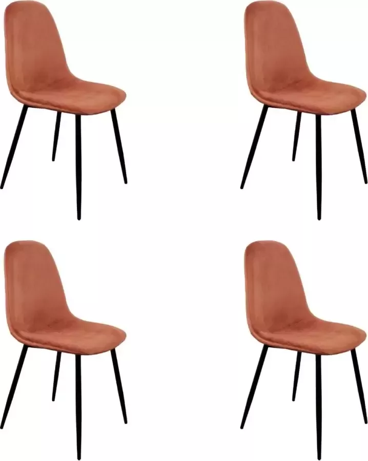 PoleWolf Blossom stoel Velvet Koper Promotie Set van 4