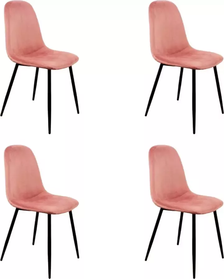 PoleWolf Blossom stoel Velvet Roze Promotie Set van 4