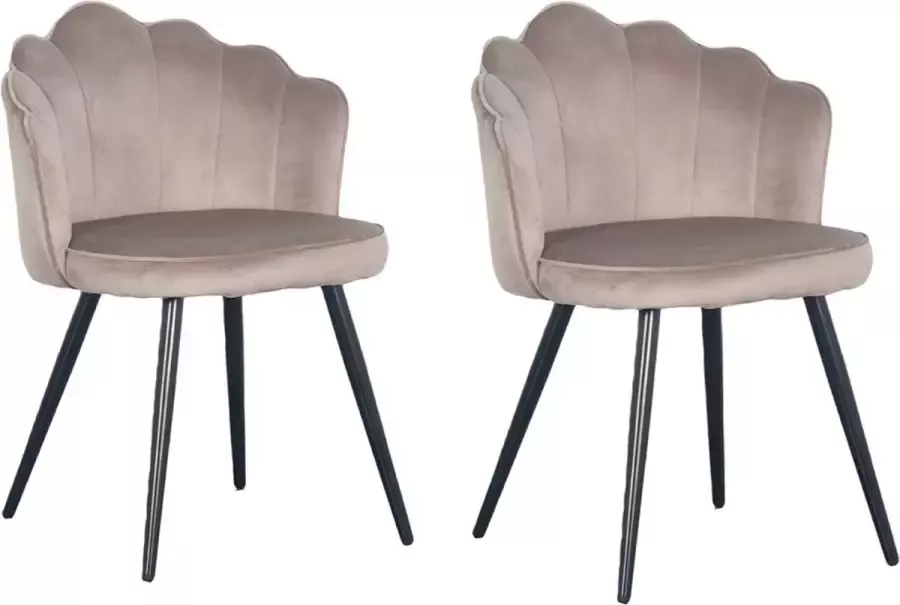 PoleWolf Crown Eetkamerstoel Velvet Zand Wit Set van 2