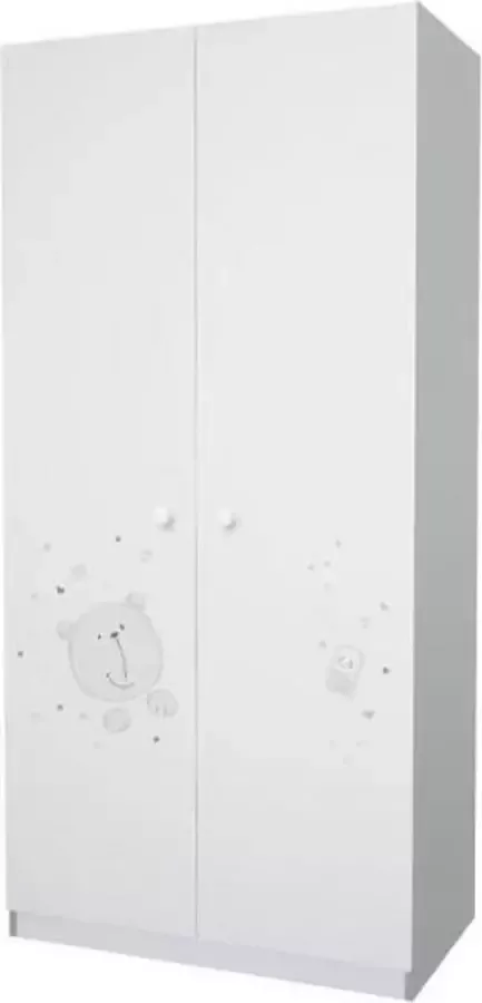 Polini Teddybeer 2-deurs kast wit grijs