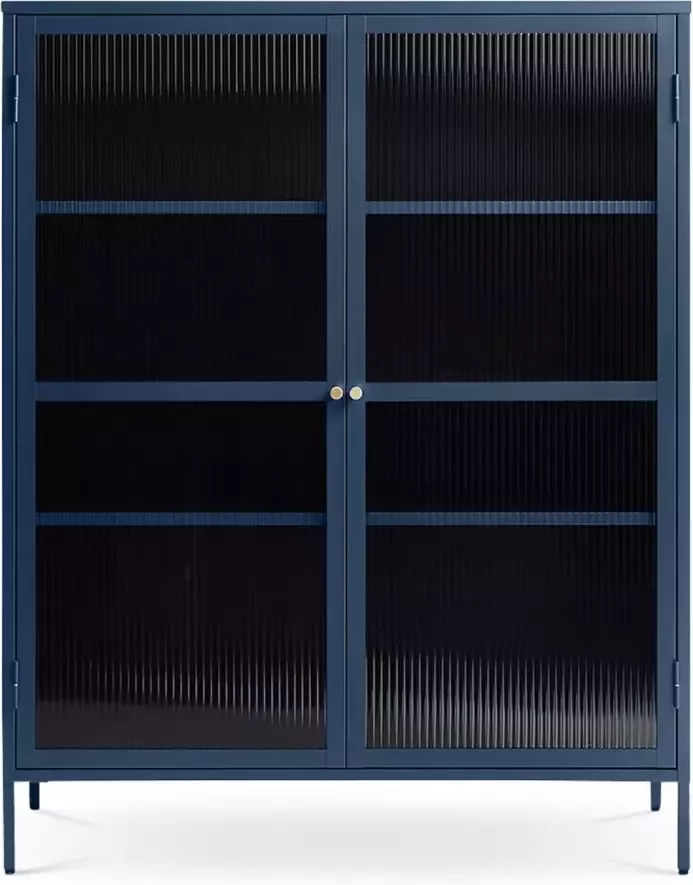 Gewoonstijl Olivine Katja metalen vitrinekast blauw 111 x 140 cm