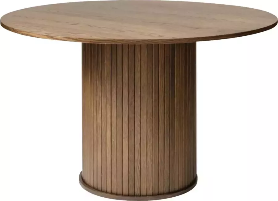 Gewoonstijl Olivine Lenn Ronde Eettafel Gerookt Eiken Hout Japandi 4 Persoons Eetkamertafel Donkerbruin Ø 120 x 75 cm
