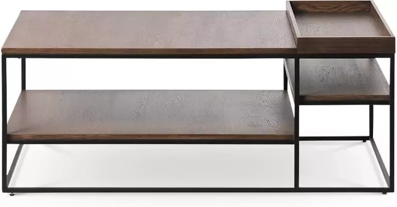 Gewoonstijl Olivine Rico Salontafel Gerookt Eiken Hout Metalen Frame met Opbergruimte Rechthoekig Industrieel Bruin 120 x 70 x 45 cm