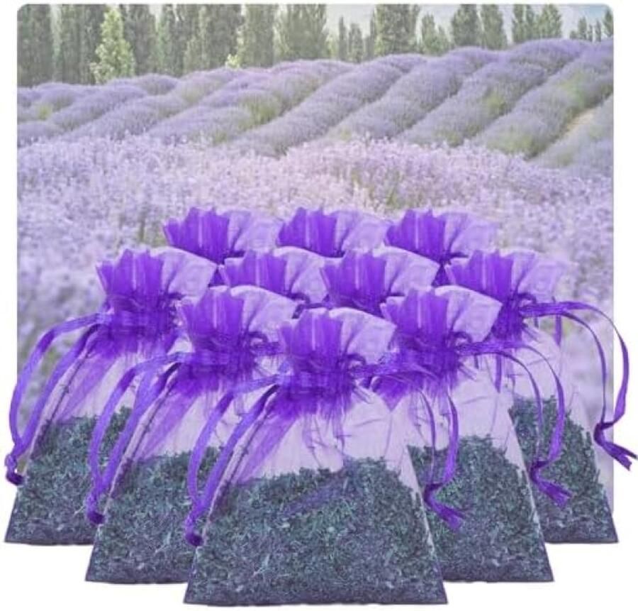 PolkaHome 10 lavendelzakjes voor ontspanning en betere slaap natuurlijke geurzakjes voor kledingkast auto en huis