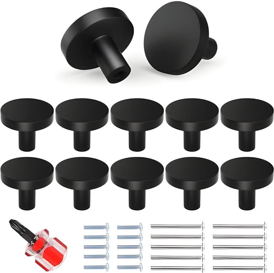 PolkaHome 10 stuks moderne zwarte meubelgrepen voor kasten en laden inclusief schroeven