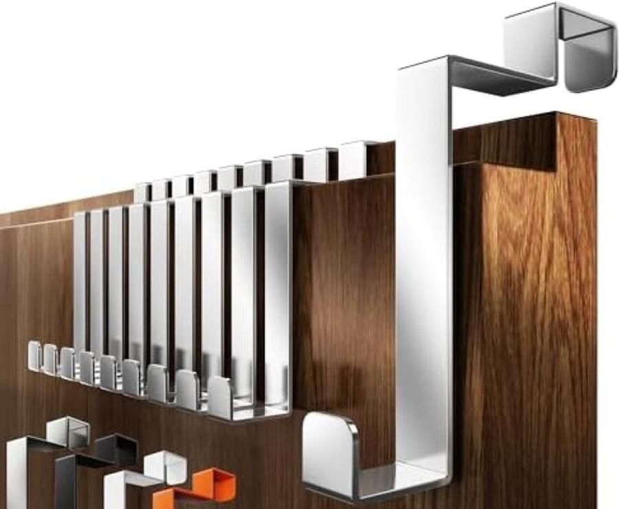 PolkaHome 10 stuks roestvrij stalen deurhaken met vilten pads ruimtebesparende kapstok voor binnendeuren