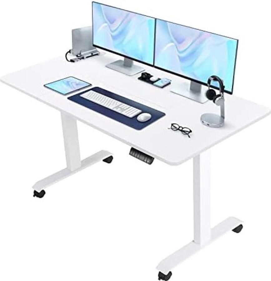 PolkaHome 140 cm in hoogte verstelbaar elektrisch bureau traploos in hoogte verstelbare tafel met vierdelig tafelblad ergonomische computertafel voor kantoor met geheugenfunctie